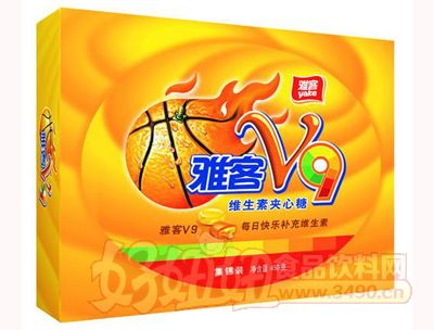 雅客v9牌维生素夹心糖集锦装450g