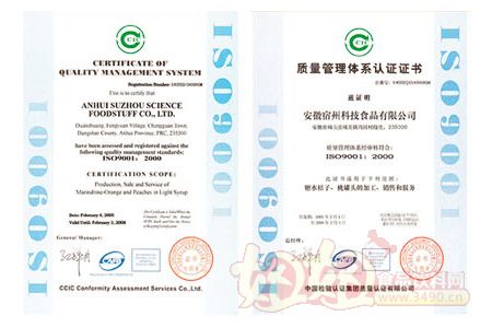 浙江黄岩科技罐头厂ISO9001质量管理体系认证