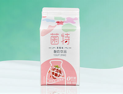 康伴菌特草莓果粒0脂酸奶饮品460g