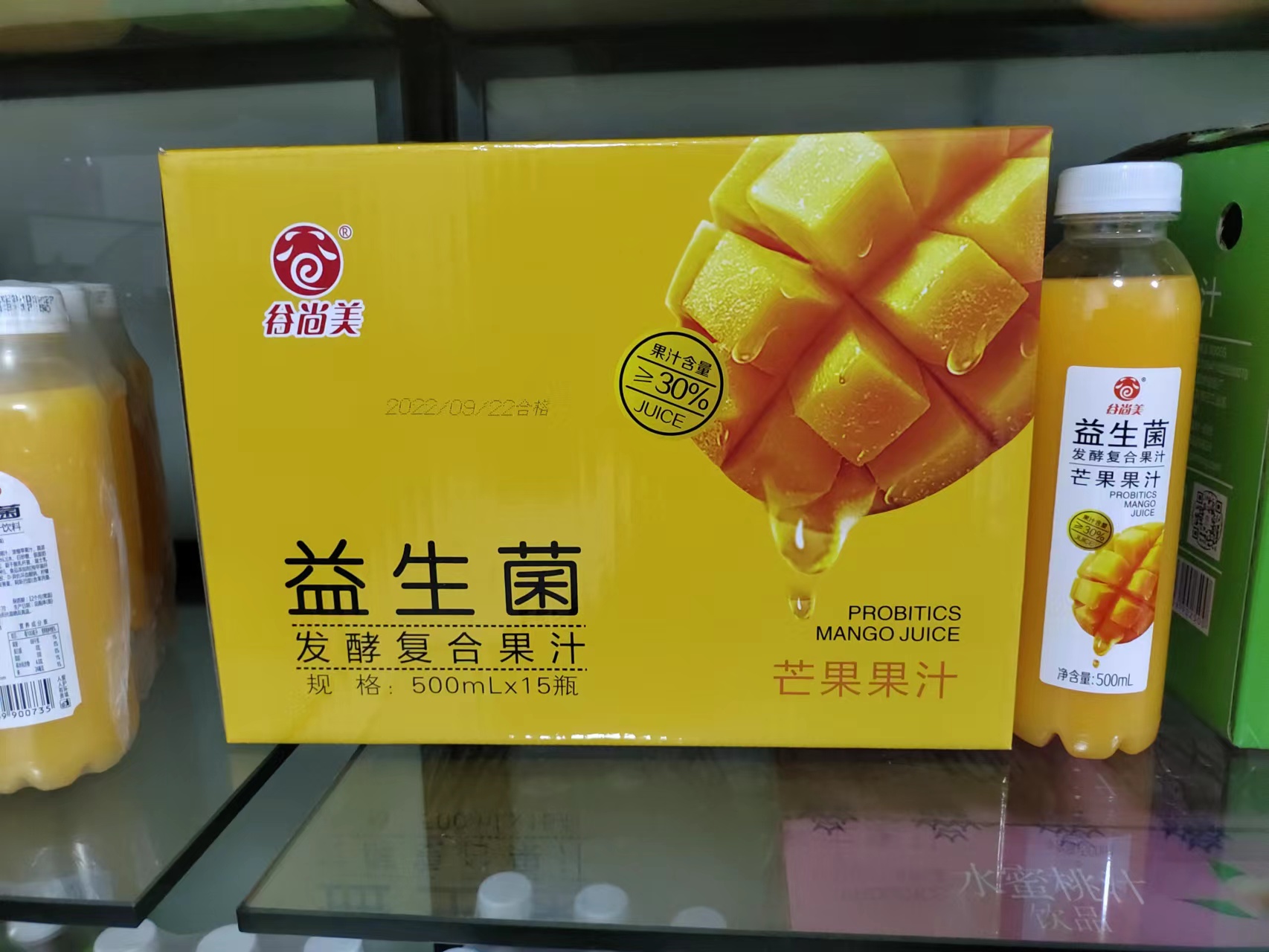 谷尚美益生菌发酵复合果汁芒果果汁500ml×15瓶