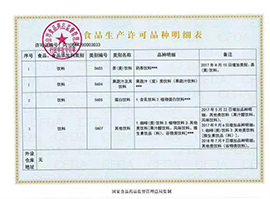 广东慧乐食品有限公司食品生产许可证品种明细表